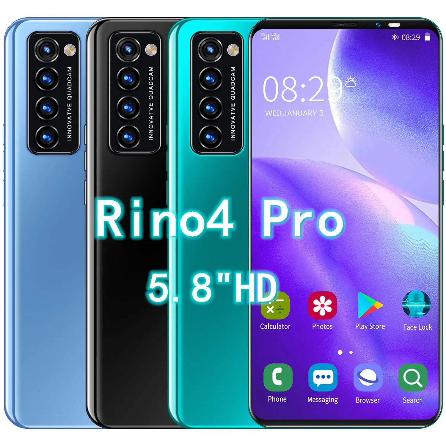 

Rino6 Pro Smartphones Global Version 12GB+512GB 4800mah 5.8 Inch HD Camera Cellphone 1440*3200 5G Android 10.0 Mobile Phones