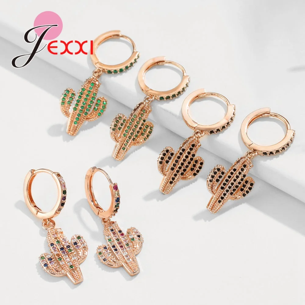 Новые удивительные модные кактус изысканные висячие серьги Модные 925