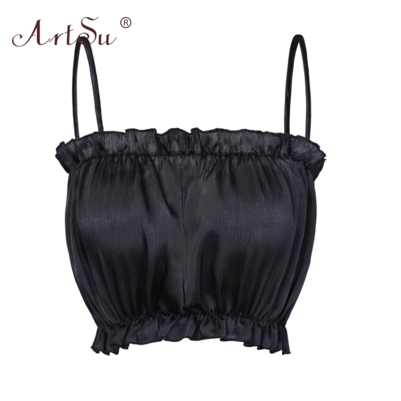 Женский Атласный топ с открытыми плечами ArtSu красная черная Розовая атласная