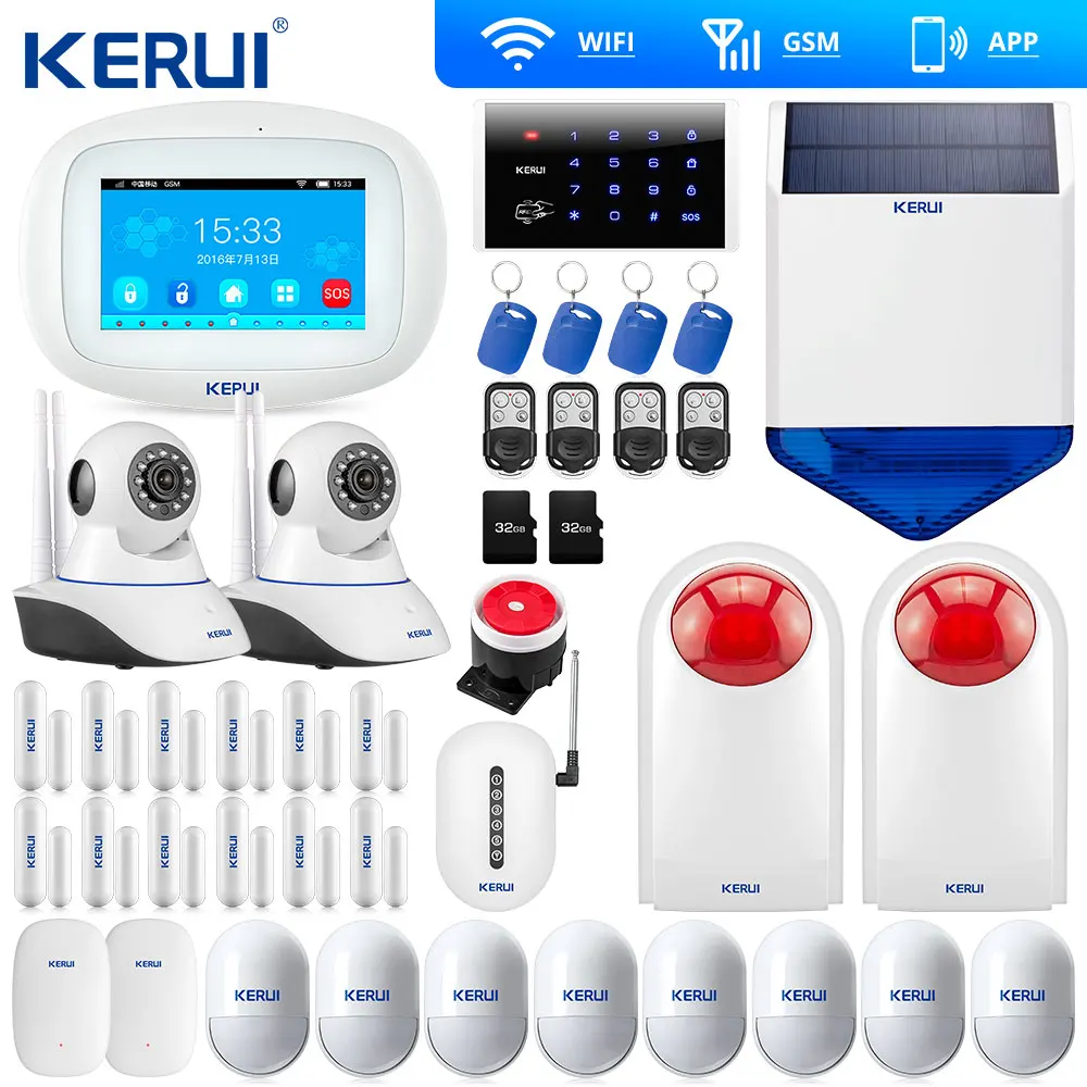 KERUI K52 wifi GSM сигнализация ISO Android приложение дистанционное управление домашняя сигнализация Безопасность Солнечная Сирена RFID wifi камера Сигнал повторитель