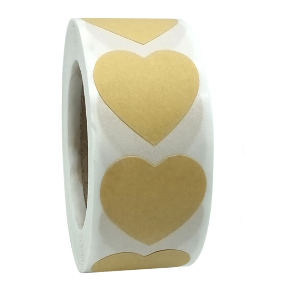 500pcs сердце природные стикеры пустой ролл наклейка Спасибо наклейки для конверт