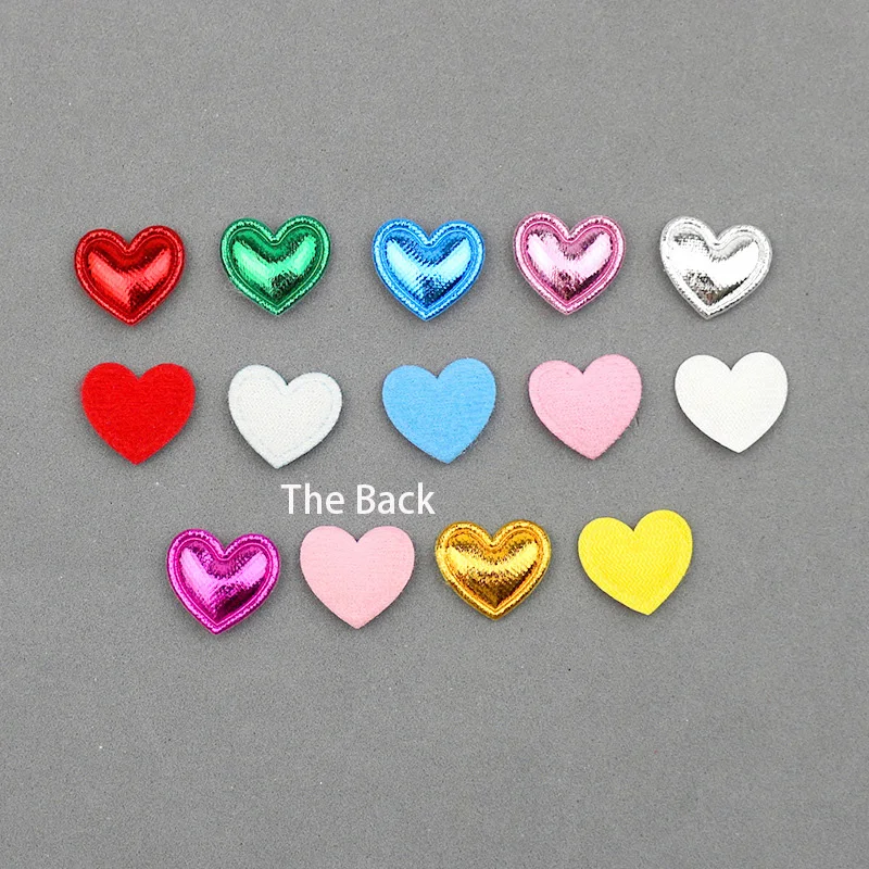 

50Pcs 1.7*1.6cm Mini Heart Glitter Sequin Padded Patches Appliques For DIY Headwear Bowknot Bow Tie Embellishment