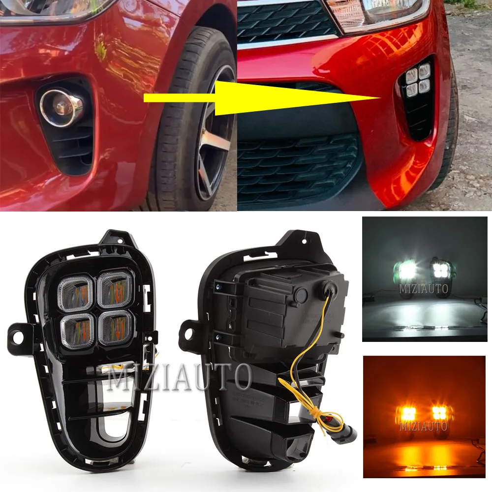 

2pcs LED DRL for Kia RIO 2017 2018 2019 2020 headlights fog lights fog light daytime running lights foglights covers frame