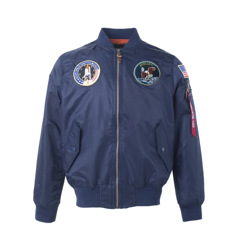 

Blue Green Spring Autumn Thin Air Force Embroidery Badge Baseball Uniform Jacket Men's Trend Tooling Jacket for Winter Keep Warm