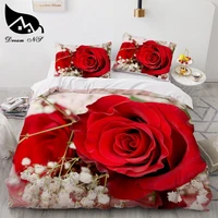 dream ns new scenic rose 3d sanding flower pattern bedding set quilt case bed pillow case ropa de cama duvet cover set