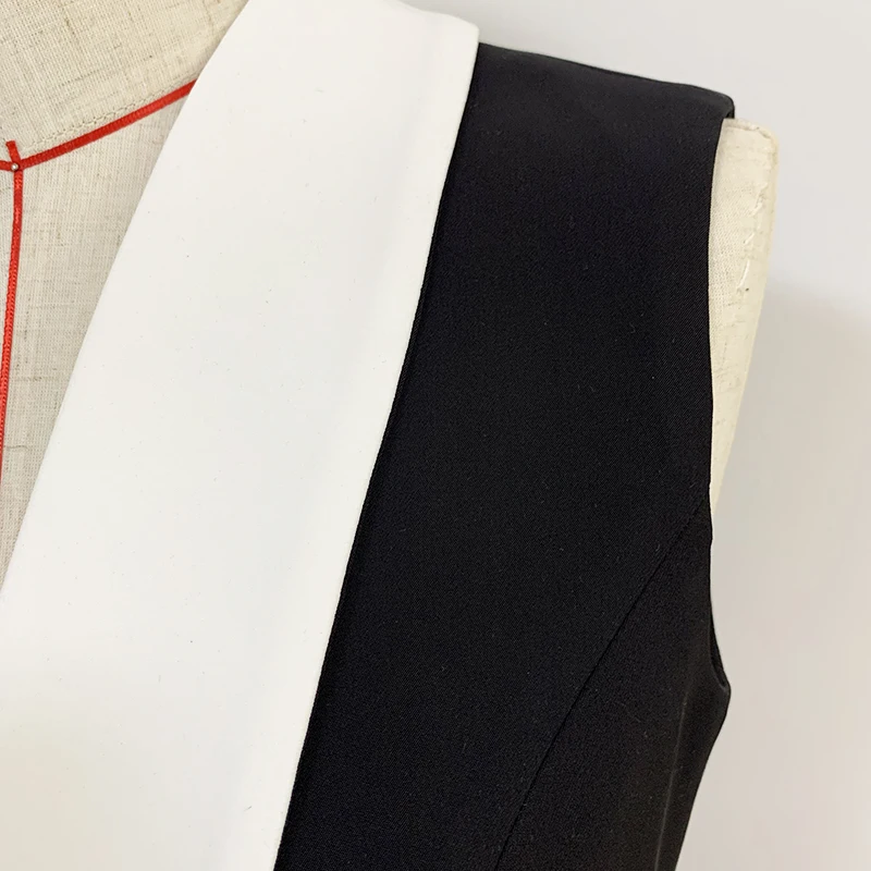 

2020 Newest Designer Dress Women's Sleeveless Lion Buttons Double Breasted Color Block Notched Collar Dress
