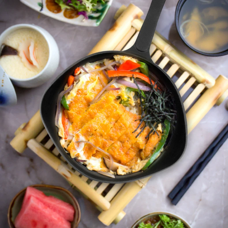

Cast Iron Steak Pan Cast Iron Frying Pan Non-Stick Coating-Free jian dan guo Cast Iron Pot
