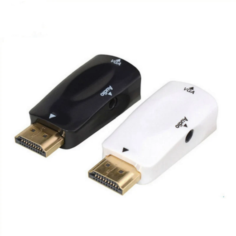 Адаптер HDMI совместимый с VGA Аудиокабели преобразователь штекер гнездо HD 1080P для