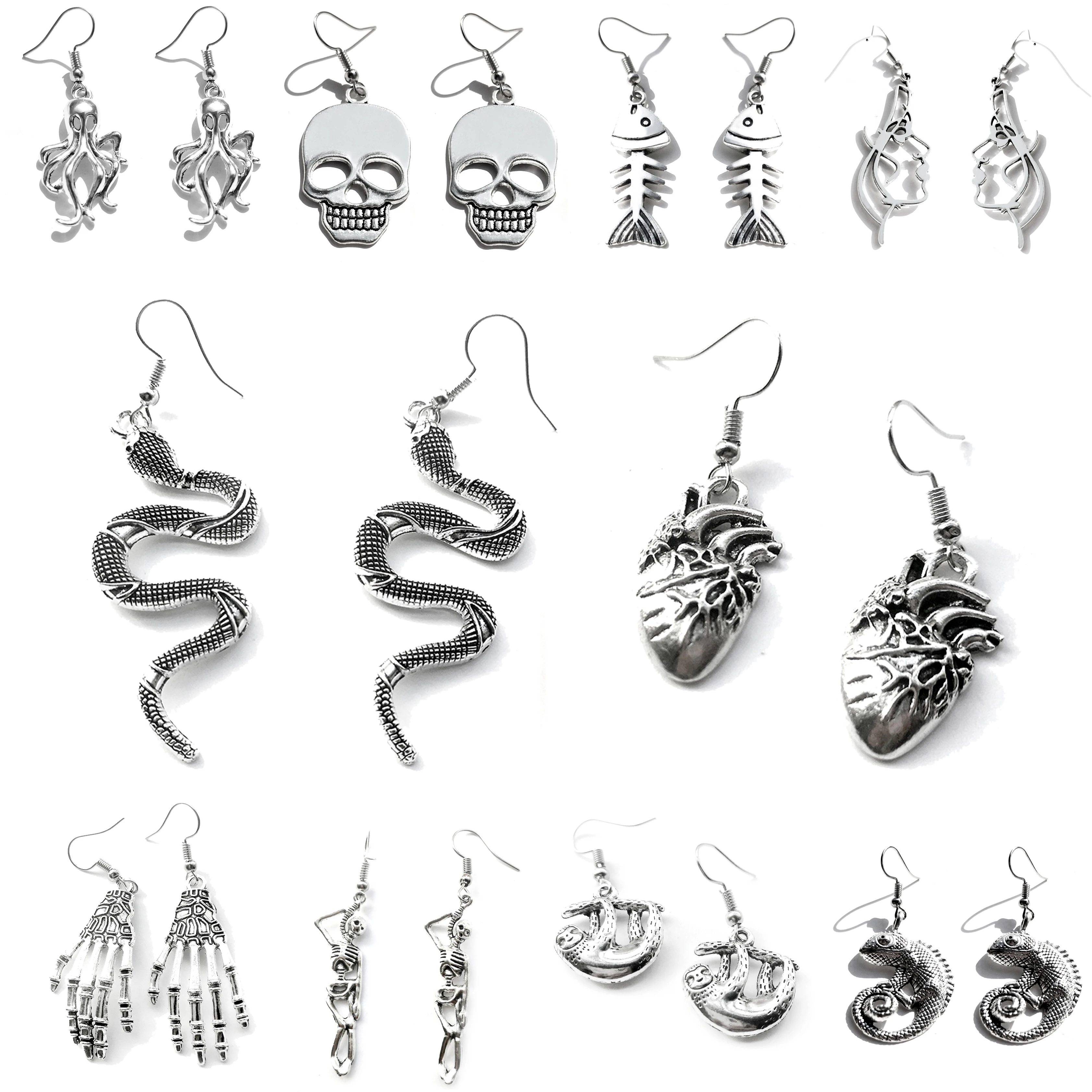 Женские серьги Череп НЛО зомби мрачный жнец осьминог медведь капля простые