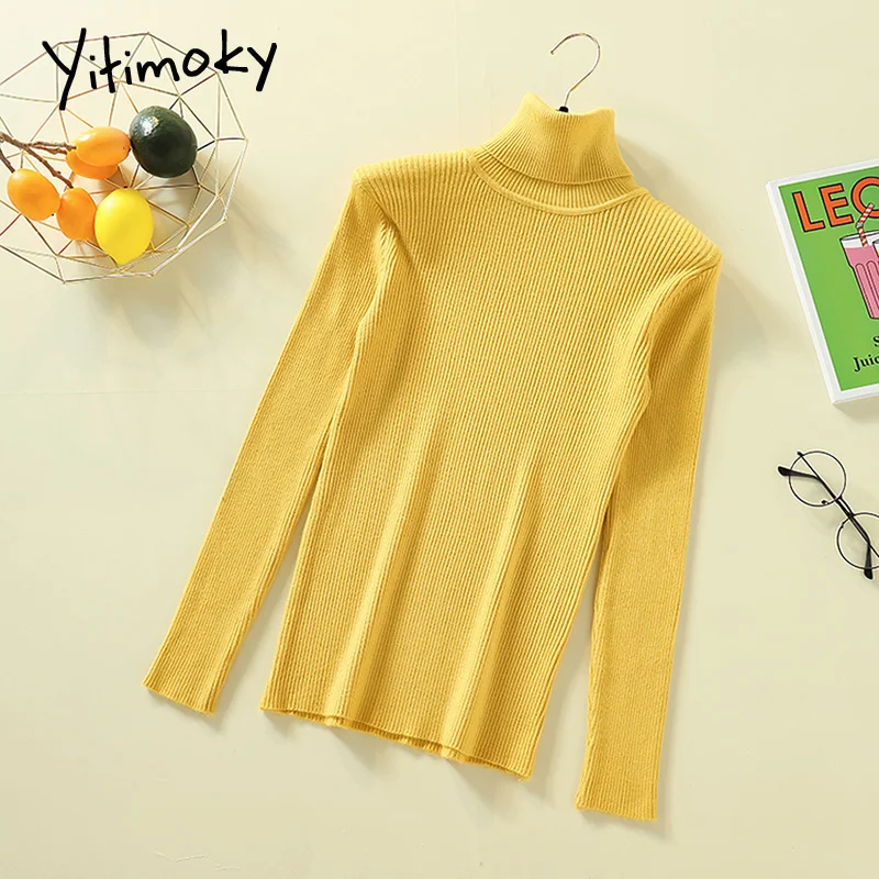 Женский свитер с высоким воротником пуловер эластичная зимняя одежда мягкий