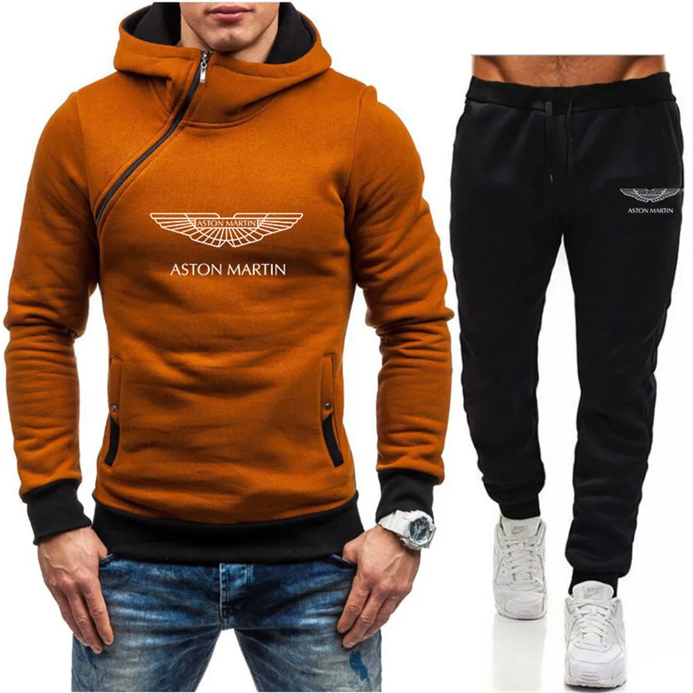 

ASTON MARTIN men's spring and autumn print oblique zipper hoodie sweater + sports trousers fashion casual two-piece suit 2