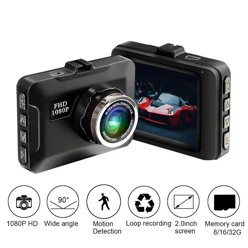 TOSPRA Full HD 1080P Автомобильная Камера 2 0 дюймов 90 градусов широкоугольная камера