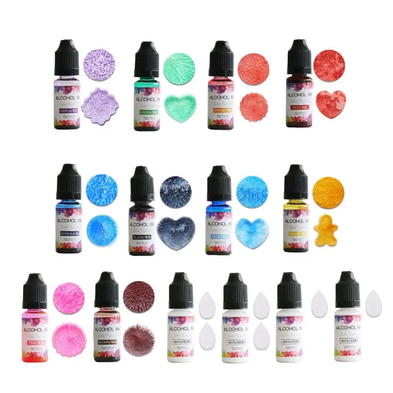 

14 Colors 10ML Alcohol Ink Diffusion Resin Pigment Kit Liquid Colorant Dye Art