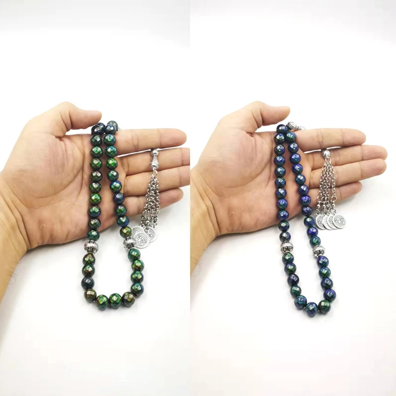 Фото Tasbih Специальное обесцвечивание температуры Мисбаха Мусульманский мужской подарок Натуральный гематит 33-тройные бусины Исламские четки №5