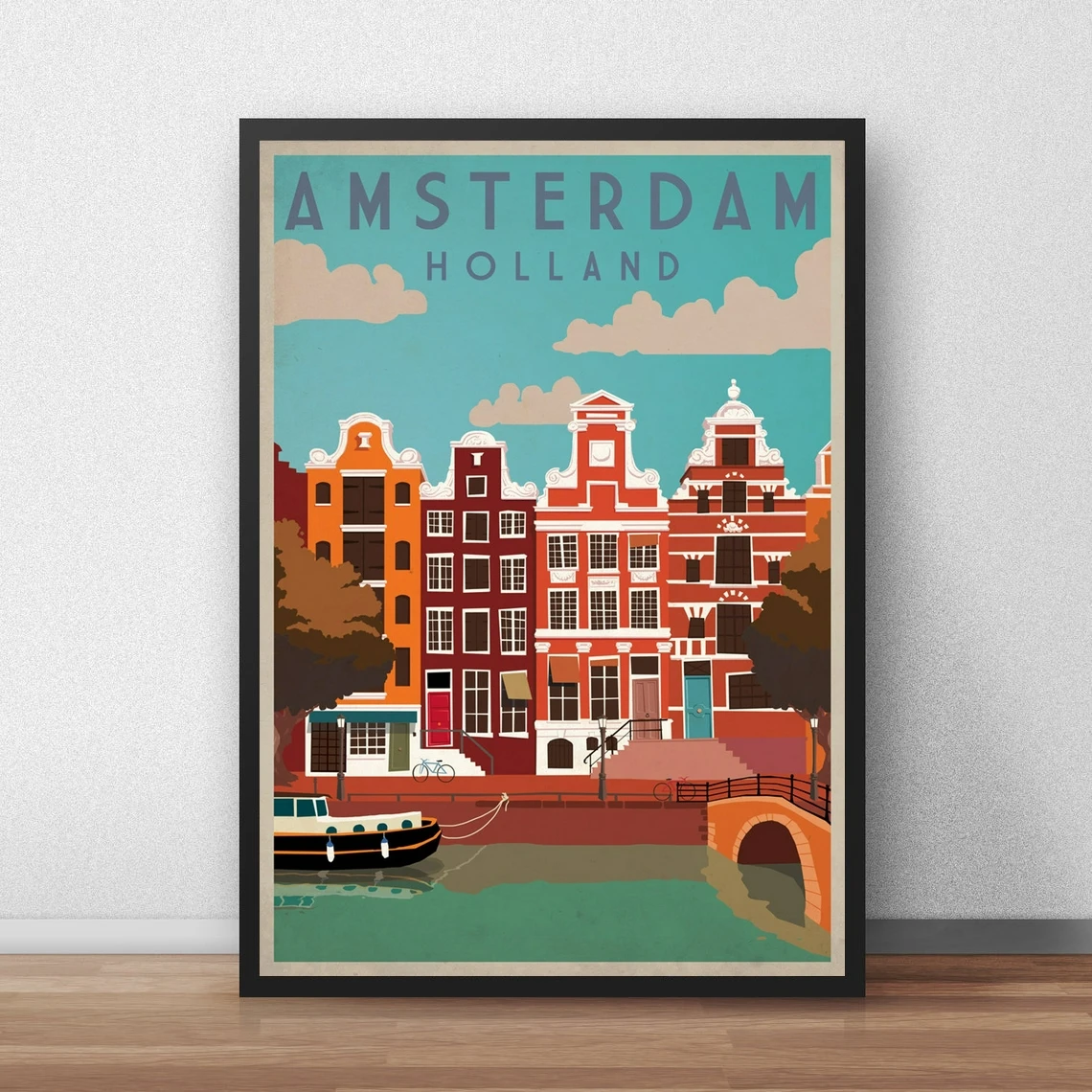 

Амстердам Европа Путешествие искусство, путешествия Голландия плакат минималистский холст плакат печать домашний декор настенная живопис...