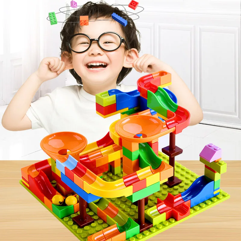128 шт. шариковый трек Мини Строительные блоки мраморная гонка бег мяч лабиринт