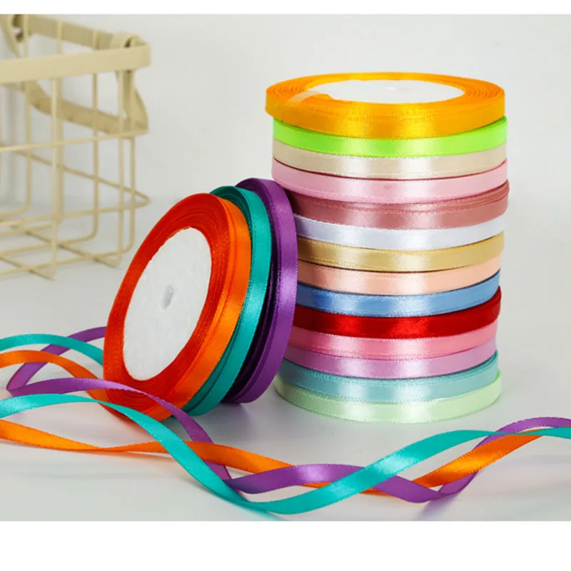 

22Meters/Roll 6mm Satin Ribbons for Wedding Birthday Party Gift Wrapping Christmas Halloween Festival Supplies DIY Crafts Ribbon