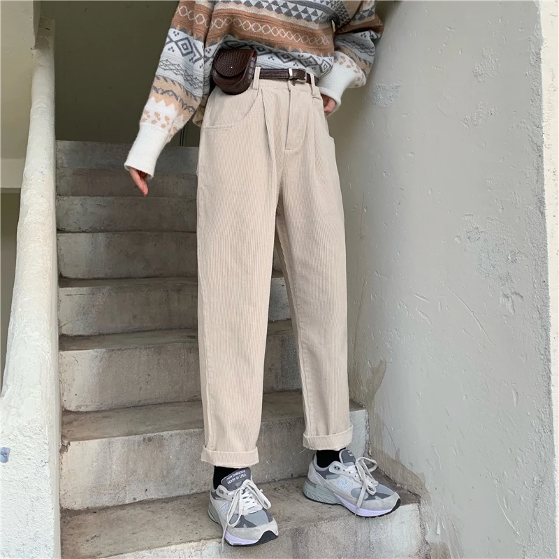 Женские зимние широкие брюки уличная мода 2020 Харадзюку с высокой талией