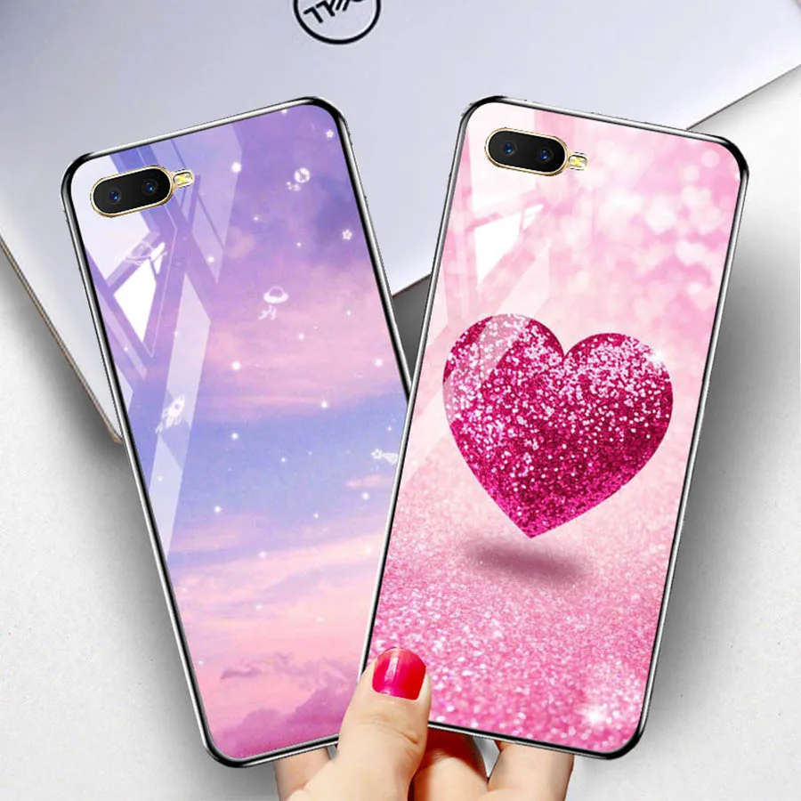 Роскошный чехол из закаленного стекла для OPPO K1 R11S R11 plus жесткого поликарбоната