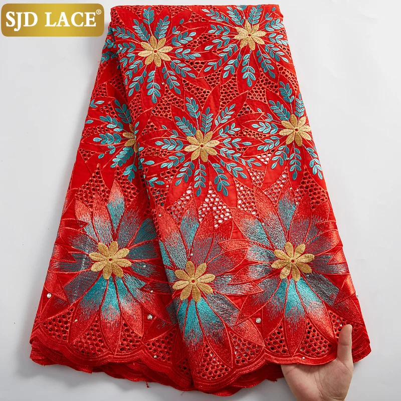 Кружевная африканская кружевная ткань SJD с дырками хлопковая вышивка
