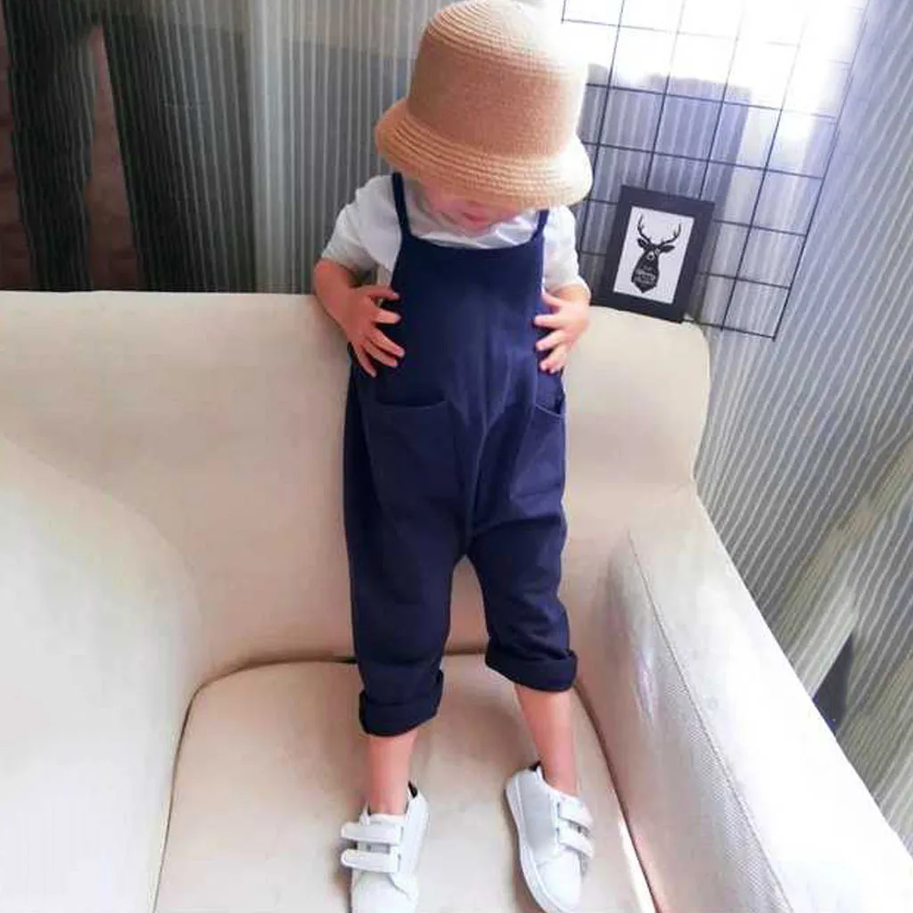 2019 г. Модная летняя одежда для маленьких мальчиков и девочек Однотонный