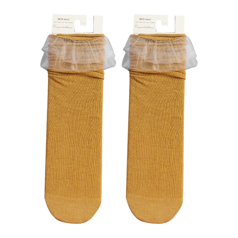 

Floral Princess Lace Ruffles Frilly Socks Women Cotton All Seasons Ladies College Harajuku Lovely Cute Retro Loose Solid Socks