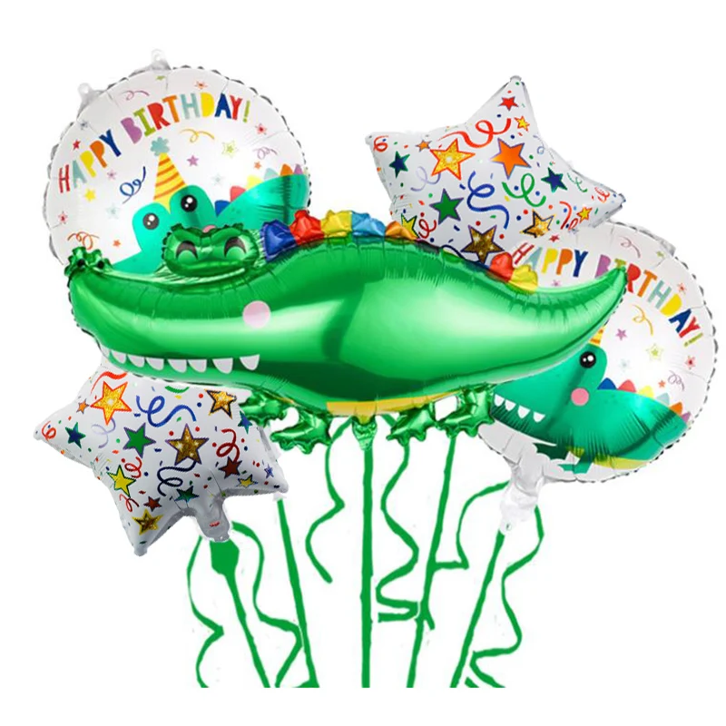 Giant Green Crocodile Foil Balloons 18inch Baby Boys Safari Animal Toys Children Birthday Party Decorations Kids Air Globos Gift | Дом и сад