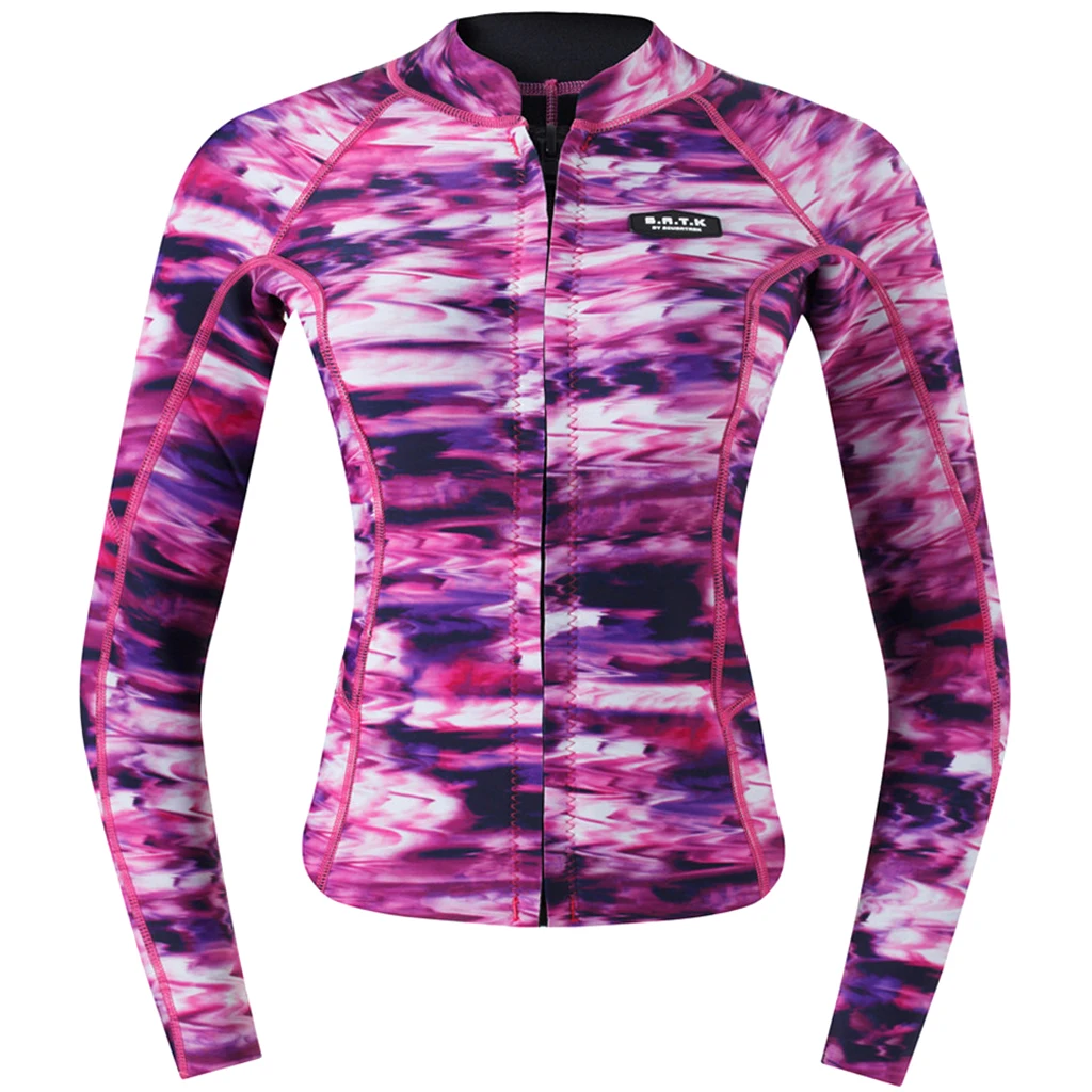 Women 2mm Neoprene Long Sleeve Jacket Front Zipper Wetsuit Top