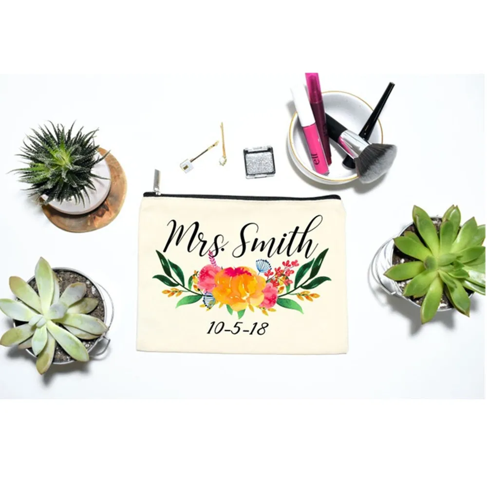 Холщовая косметичка с цветочным принтом для подружки невесты | Багаж и сумки