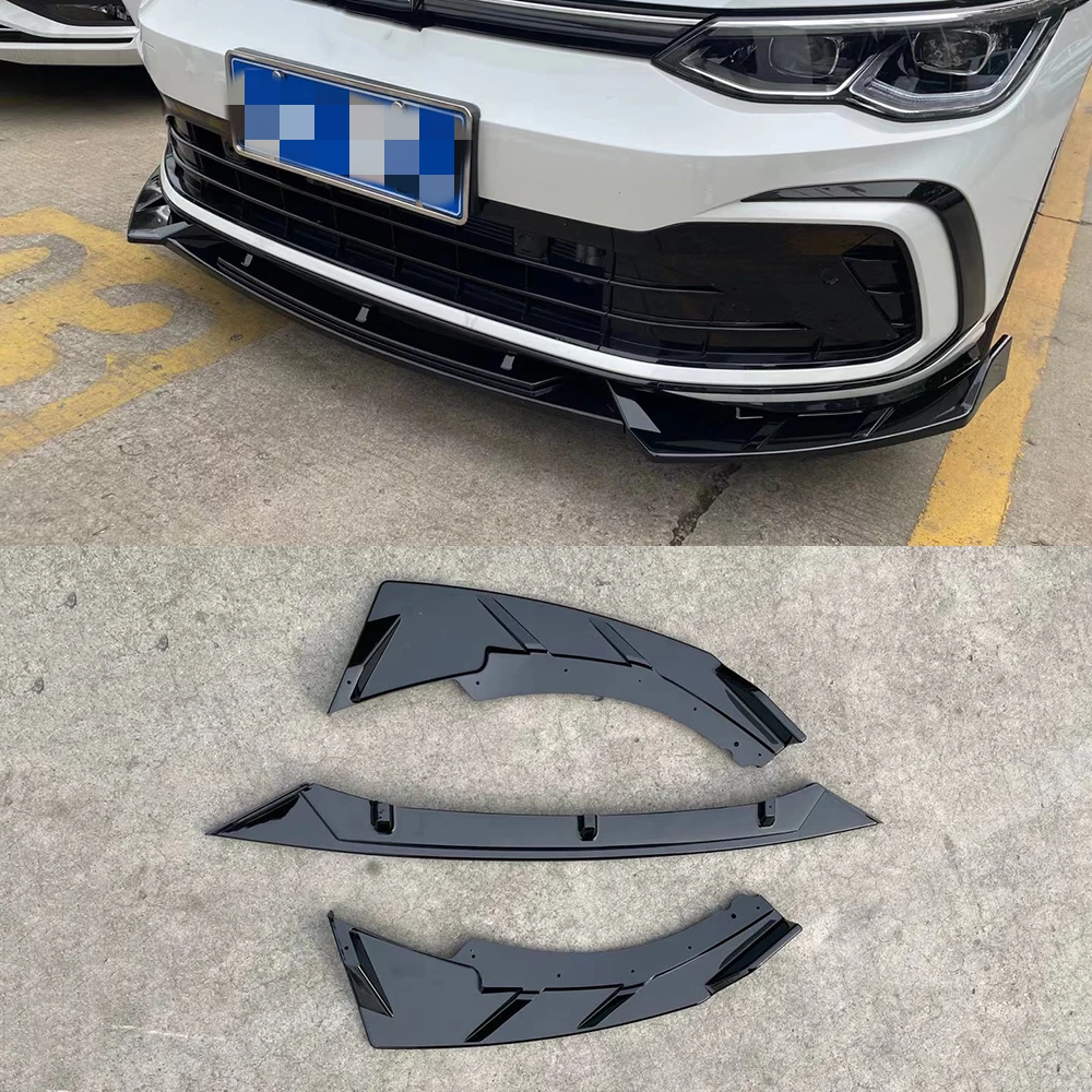 

Разветвитель губ для переднего бампера автомобиля, 3 шт., защита губ, диффузор, Spolier, краска черная для Golf 8 MK8 GTE GTD GTI R-line 2020 +