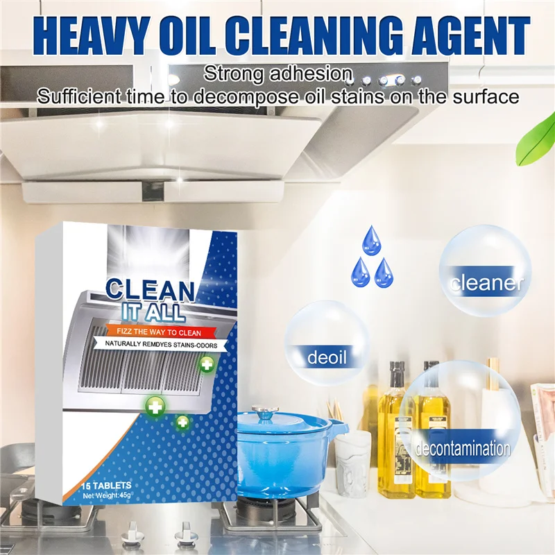 

Heavy Oil Cleaning Agent Effervescent Tablets Powerful Multipurpose Kitchen Oil Stain Cleaner Easy Operation All-purpose Cleaner