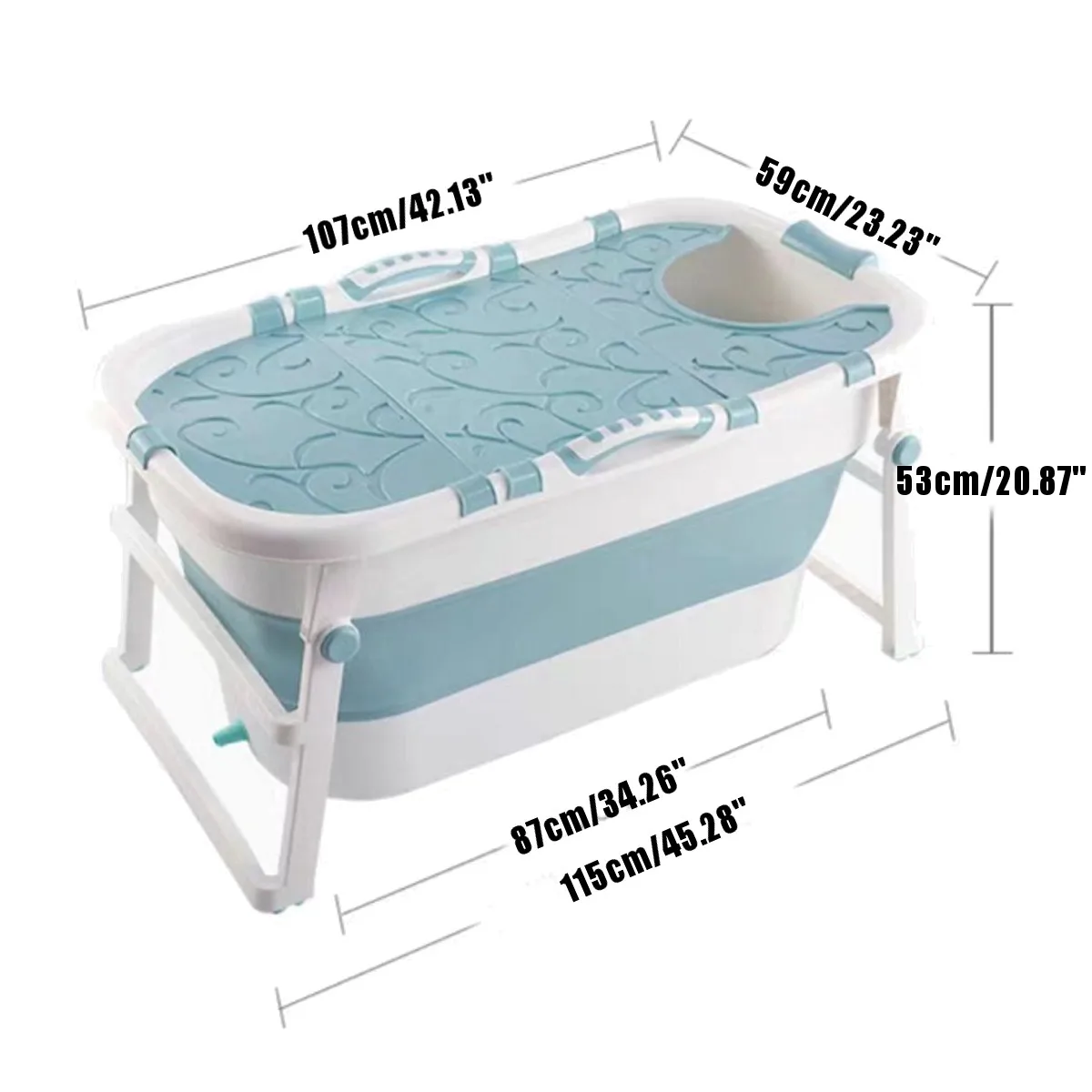 

1.07m Large Portable Adult Folding Bathtub Shower Kids Collapsible Swimming Sauna Spa Tub Household Freestanding Bath With Cover