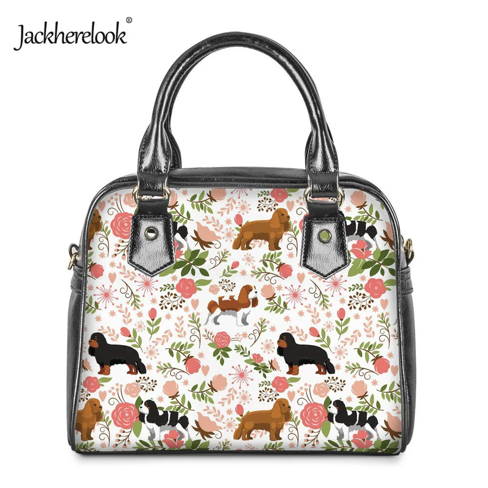 

Jackherelook симпатичные собаки цветочный узор роскошная сумка из искусственной кожи для женщин женская маленькая сумка с ручками Женская сумка ...
