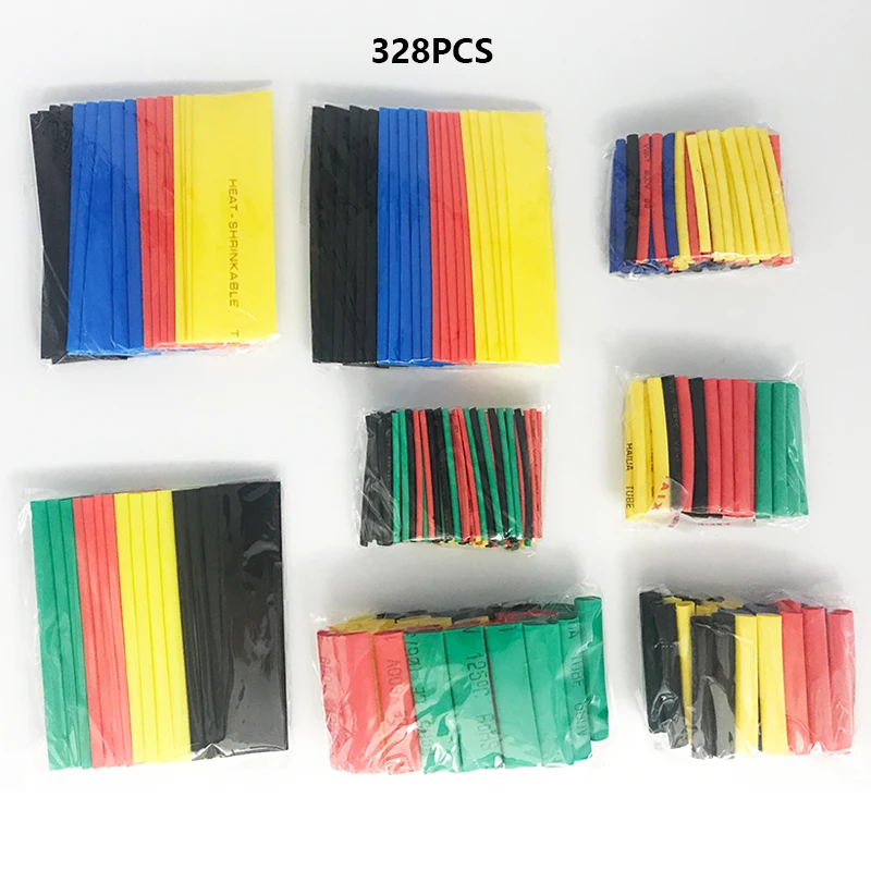 127/164/328Pcs Полиолефиновая термоусадочная трубка 2:1 усадки кабельная муфта Termoretractil сужающаяся Обёрточная бумага провод рукав термоусадочная трубка