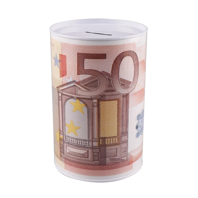10x15cm Металлический цилиндр Копилка евро доллар картина коробка экономия денег коробка украшения дома Y - Цвет: 10x15cm
