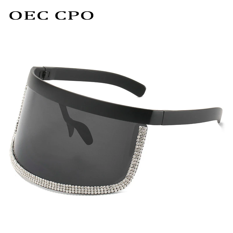 

Women Goggle Crystal Sunglasses Women Oversized Rhinestone Sun Glasses Men Brand Designer Vintage Shades UV400 Eyewear O563