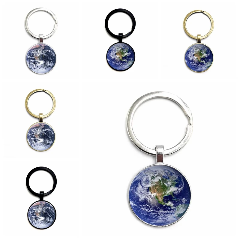

Beautiful Earth Keychain New York Coordinate Glass Cabochon Pendant Keyring Personality Charm Jewelry Gift