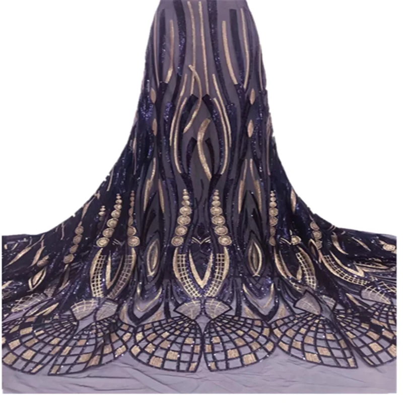

French Net Lace Fabric hot Latest african lace fabric 2021 embroidery mesh tulle water purple cord Sequins lace fabric FJL76