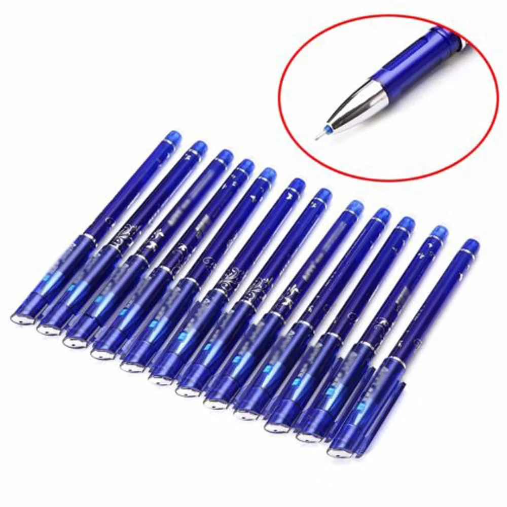 

12pcs/set Magic Erasable Pen Gel Pen Blue Ink Gel Pen Office Student Stationery