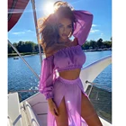 Женская Пляжная накидка-бикини, летний женский купальный костюм из двух предметов, купальник, пляжная одежда, комплекты из 2 предметов, 2021