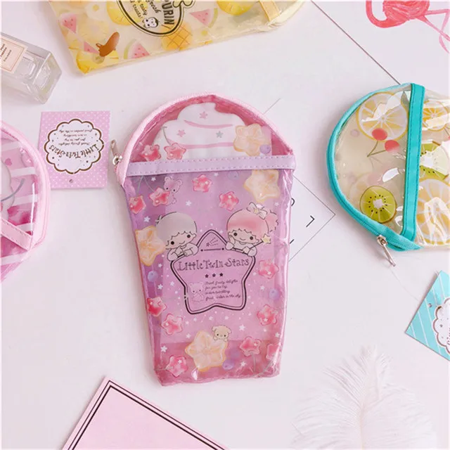 Новая мода My Melody Little Две звезды Cinnamoroll PomPom Purin для девочек мини ПВХ прозрачный Кошелек для монет для детей Подарки