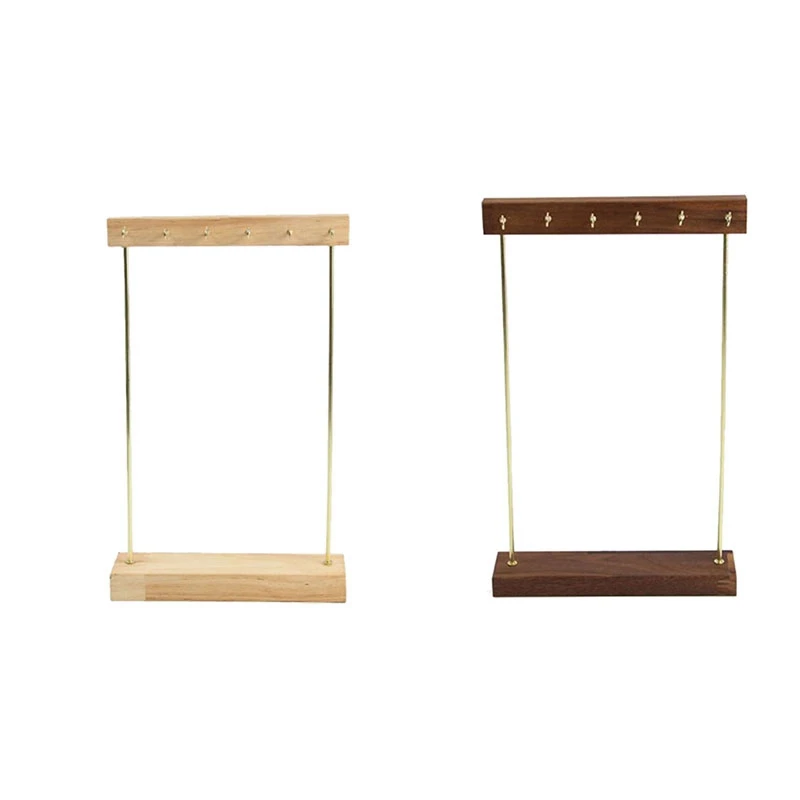 

Wooden Jewelry Organizer Holder Rack with Hooks Shelf Hanging Earrings Necklaces Bracelets Storage Accessories