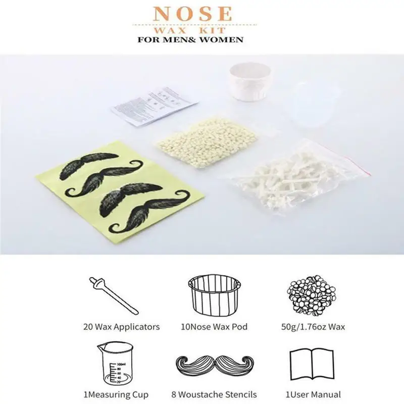 

Essentials Nose Ear Hair Removal Unisex Wax Kit Painless Easy Nasal Wax Waxing Stick Nostril Removal Beans Mens Q9Q1