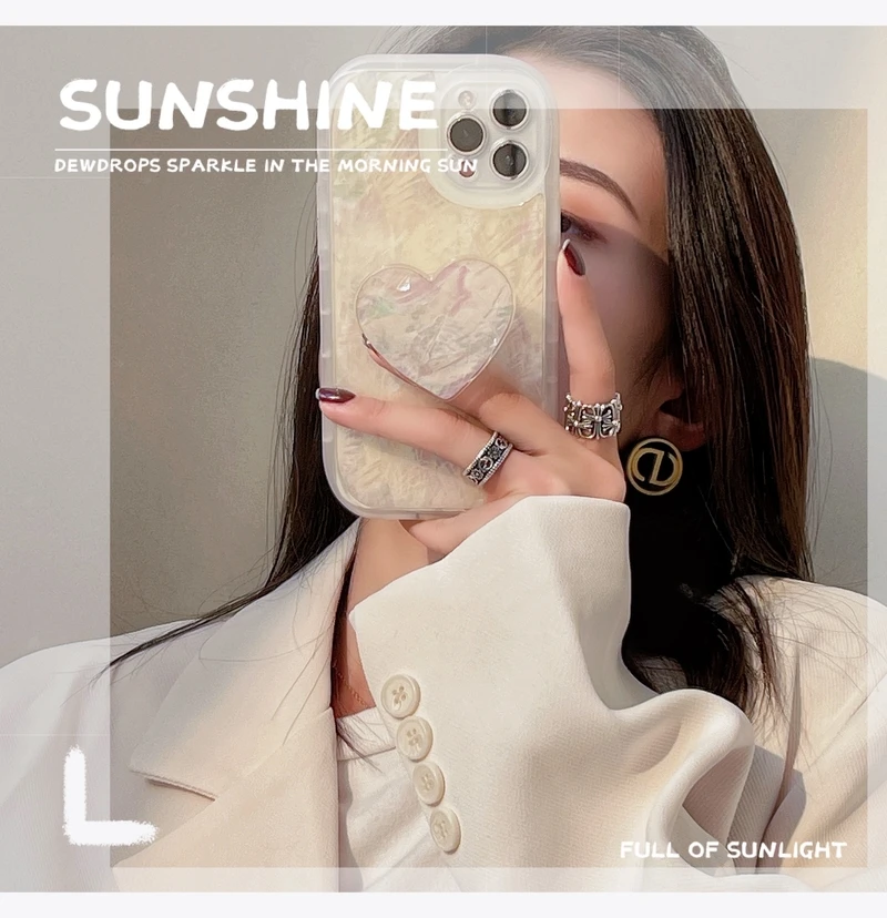 

Luxury Bling Glitter Dream Shell Pattern Love Heart bracelet Phone Case For iPhone 13 11 Pro Max Xr X Xs Max 7 8 Plus Soft Cover