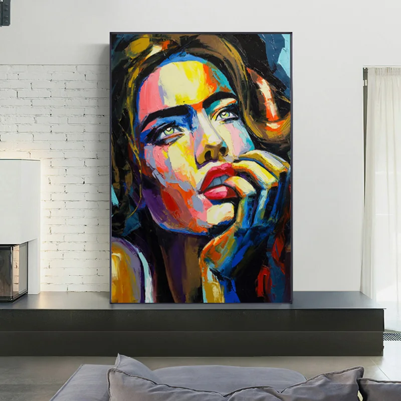 Абстрактная Мода сексуальная девушка губы Нож искусство картина маслом печатная