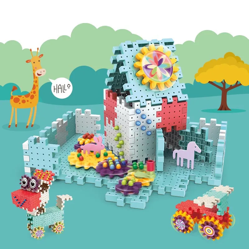 

Kids Plastic 3D Gears Building Blocks Kits DIY Bricks Assembly Educational Toys for Development Creative Toy For Boys Girls