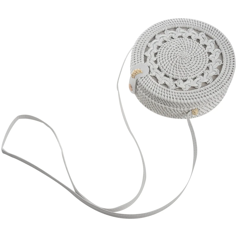 Новые белые круглые сумки из ротанга для женщин Бохо пляжная сумка-Кроссбоди