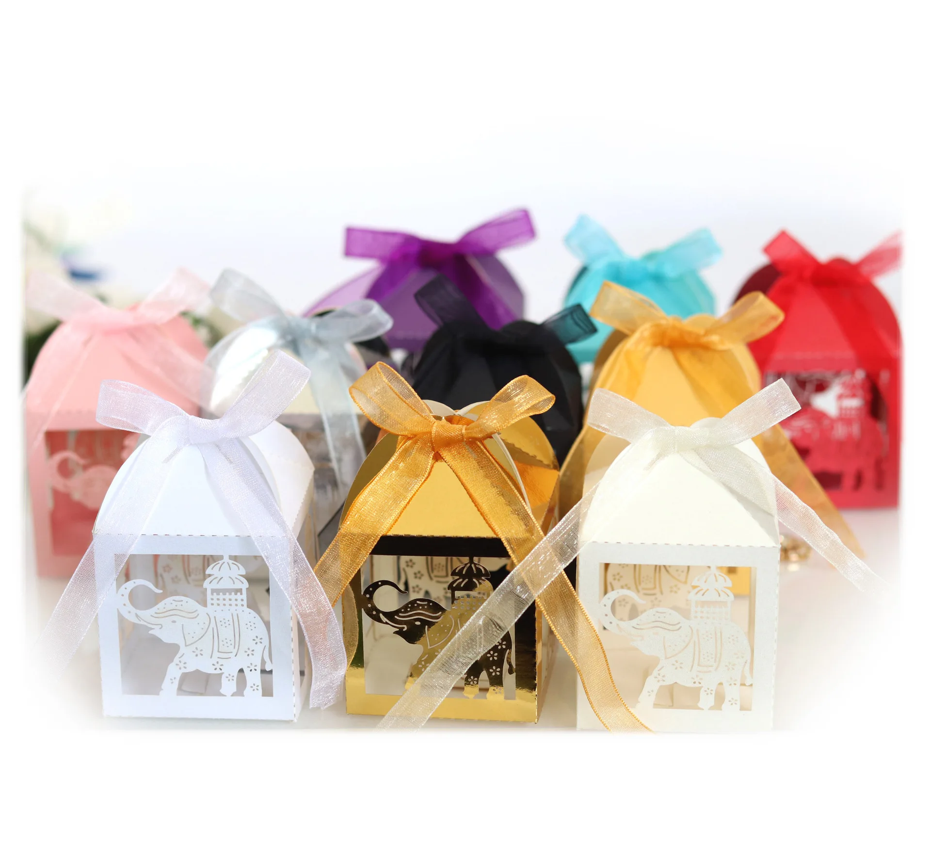 Белый полый слон лазерная резка подарочные коробки маленькие для торта | Дом и