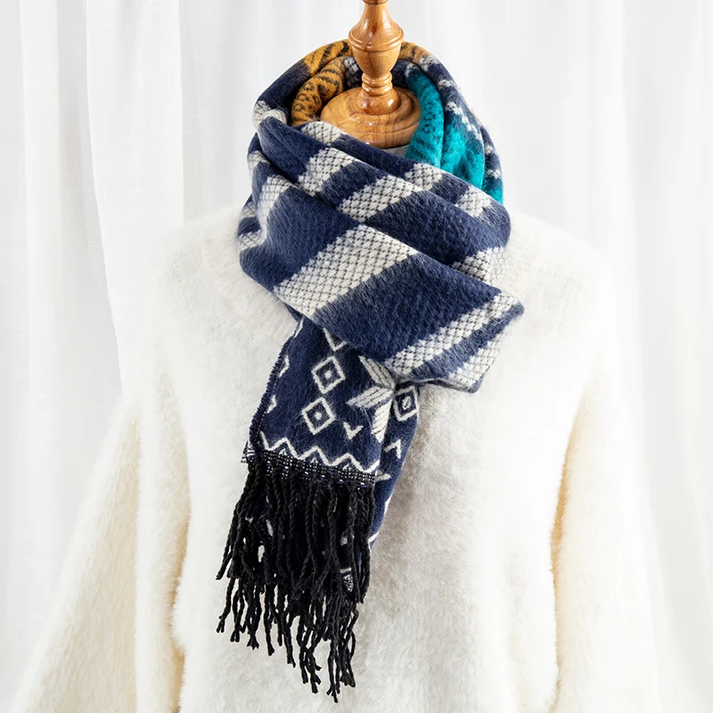 Осенний женский шарф толстые шали и обертывания длинный хиджаб палантины