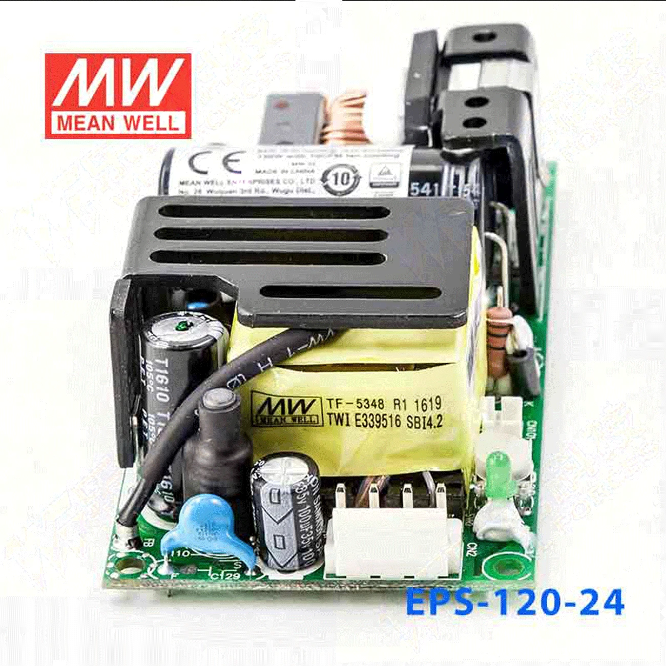 Дружелюбный блок питания MEAN WELL EPS-120-24 24V 5A в одиночном исполнении мощностью 84 Вт, 12 штук в упаковке.